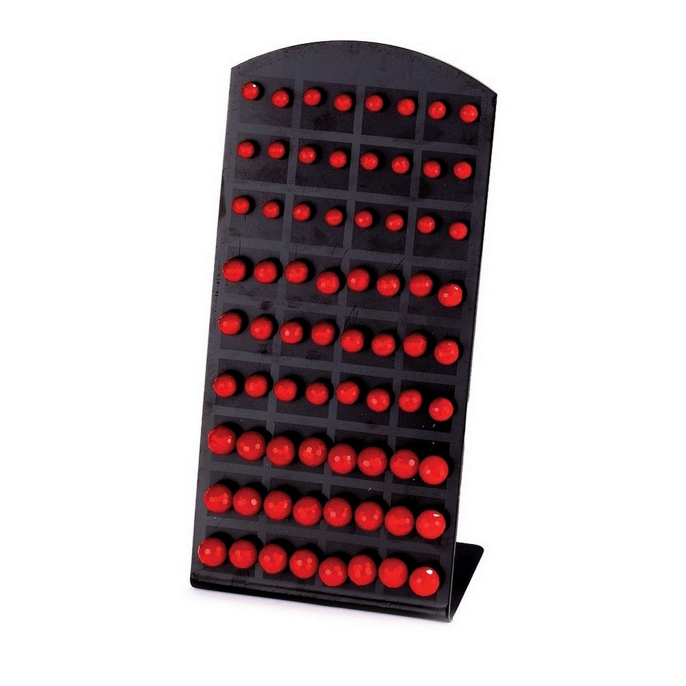 Stud earring resin faceted beads - 6 8 & 10mm red