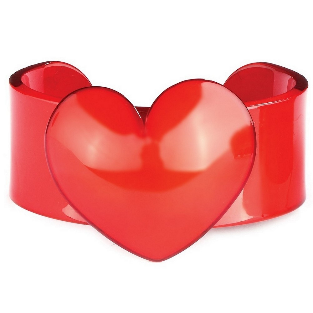 Bangle acrylic heart 30mm red