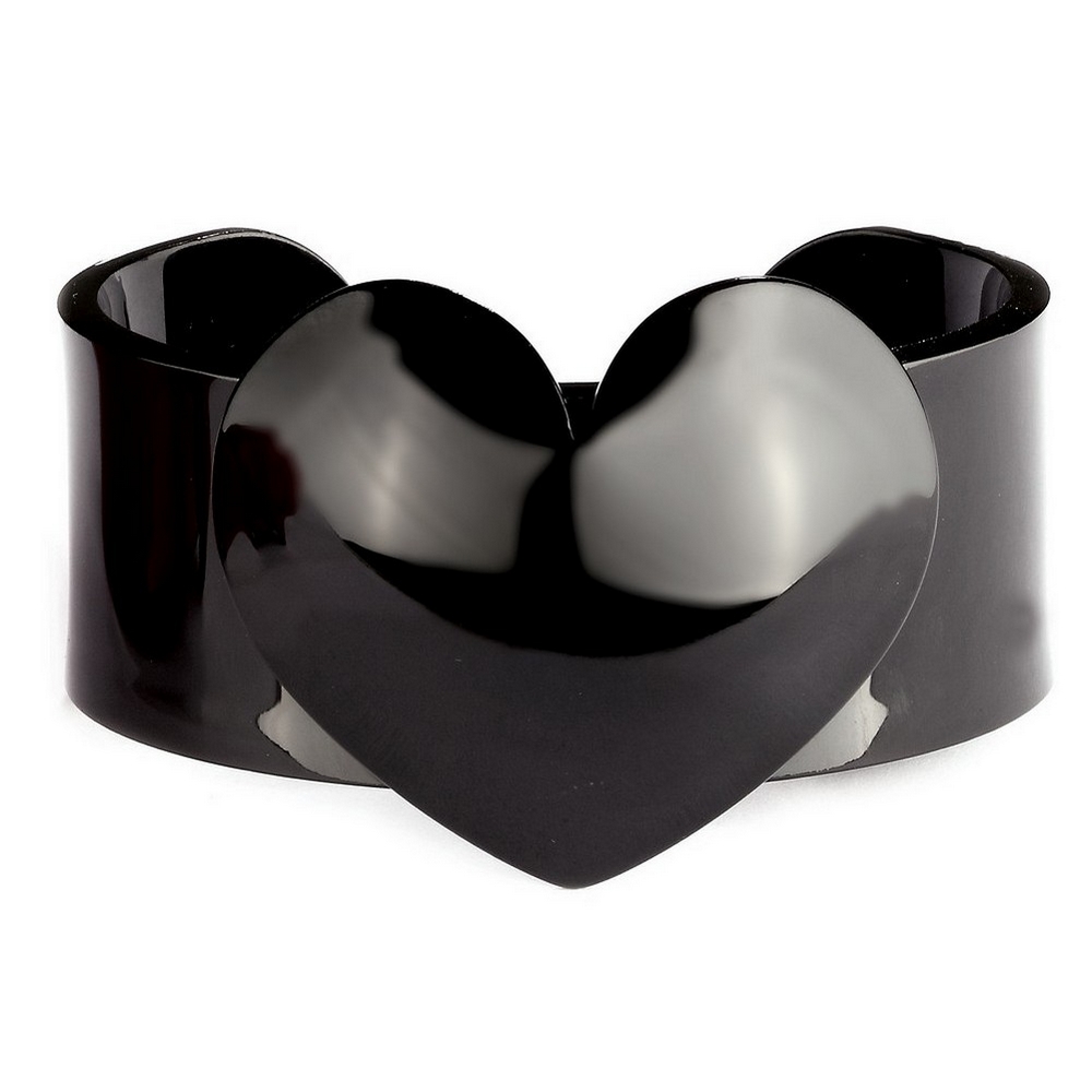 Bangle acrylic heart 30mm black