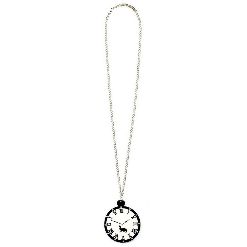 Necklace with a pendant crystal glass & acrylic clock 84cm