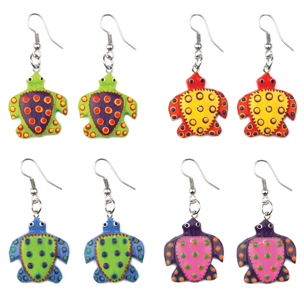 Drop earring wood turtle