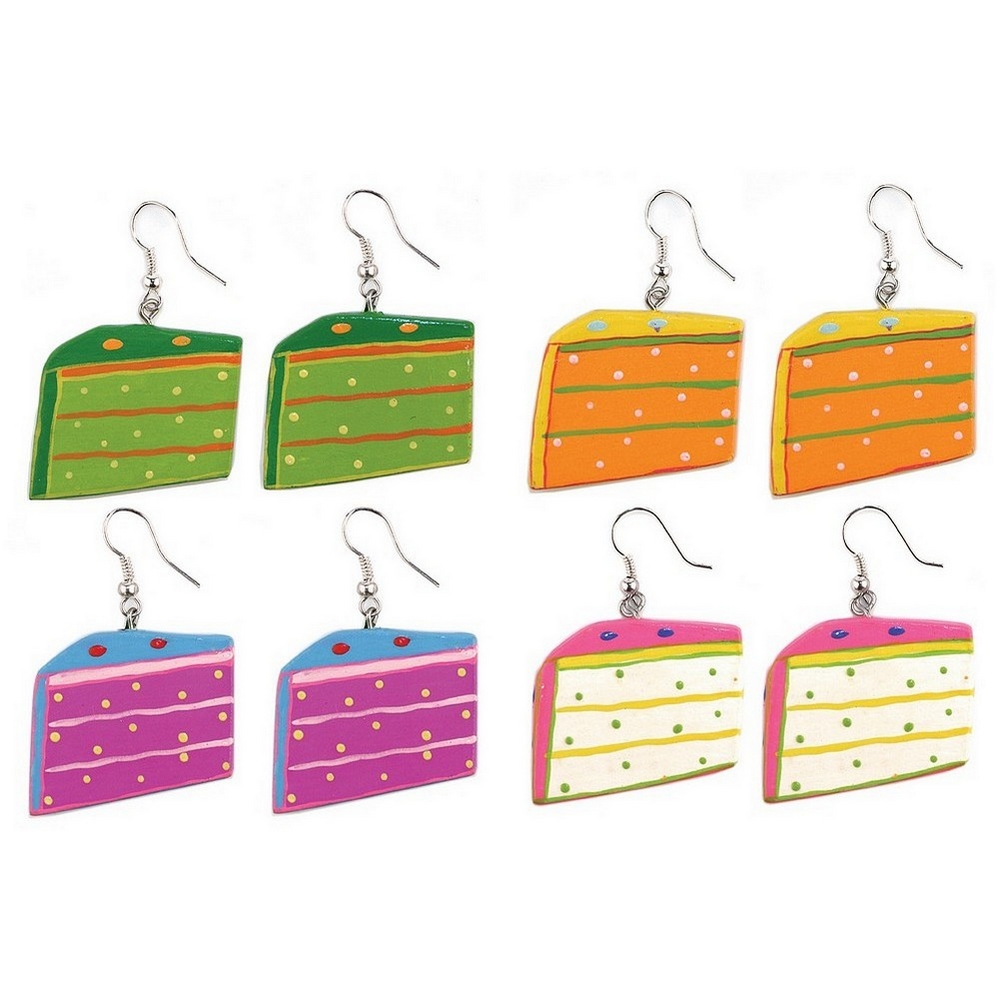 Drop earring wood cake slice