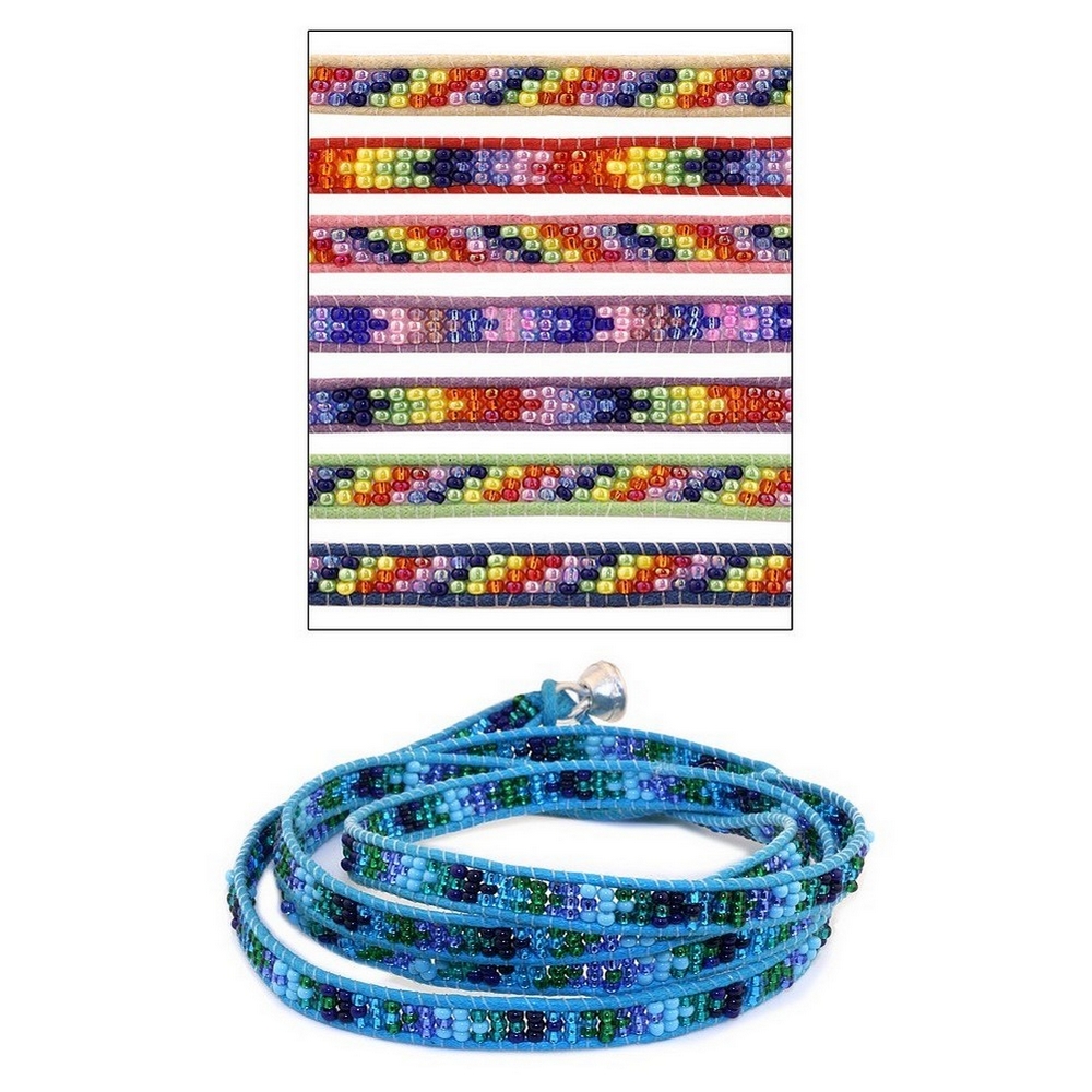 Bracelet glass wrap round slant & v shape beads 35cm