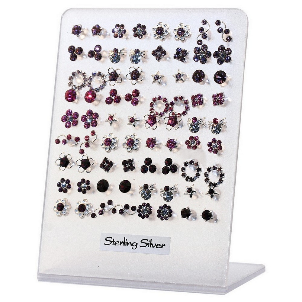 Stud earring 925 silver & crystal glass amethyst