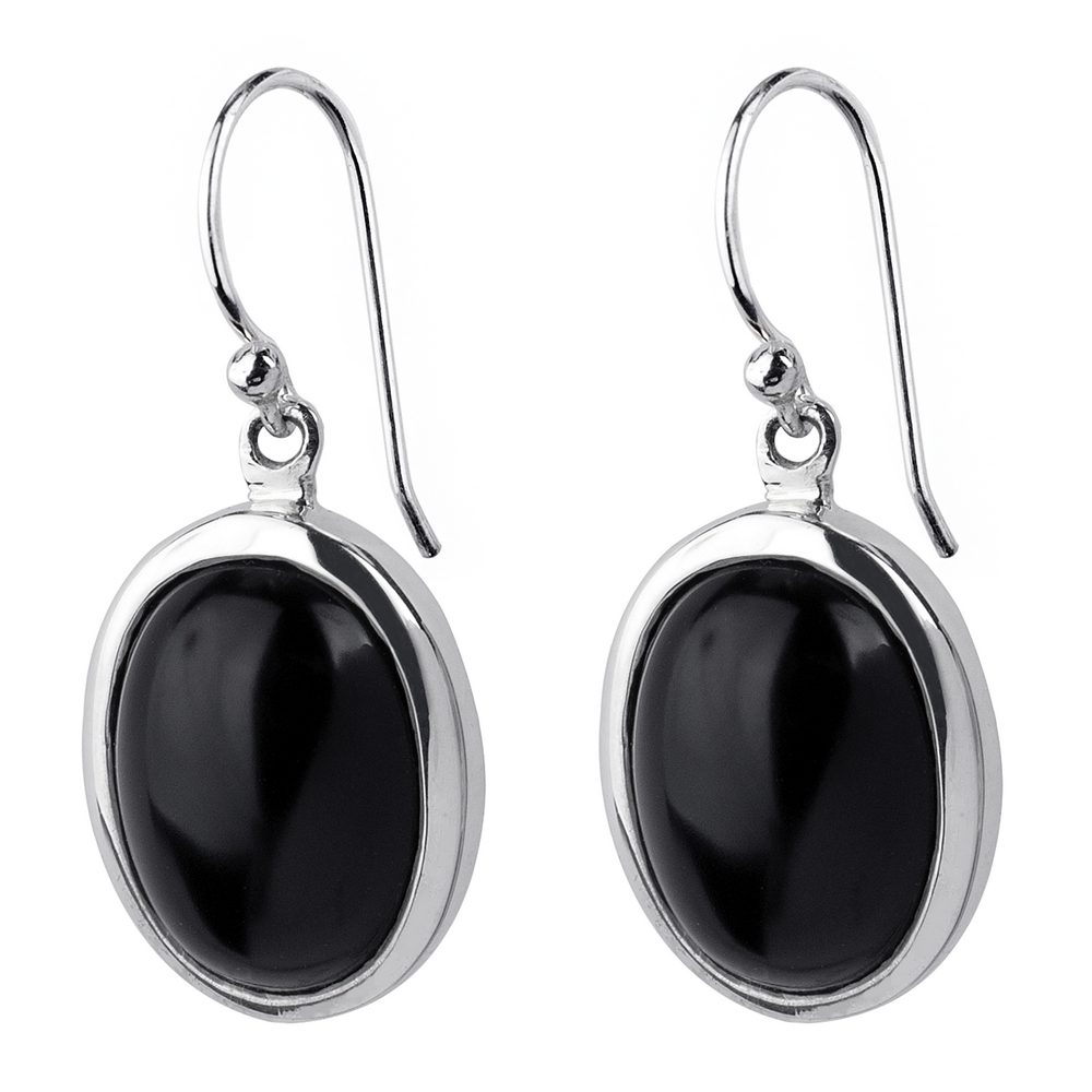 Drop earring 925 silver & black onyx oval