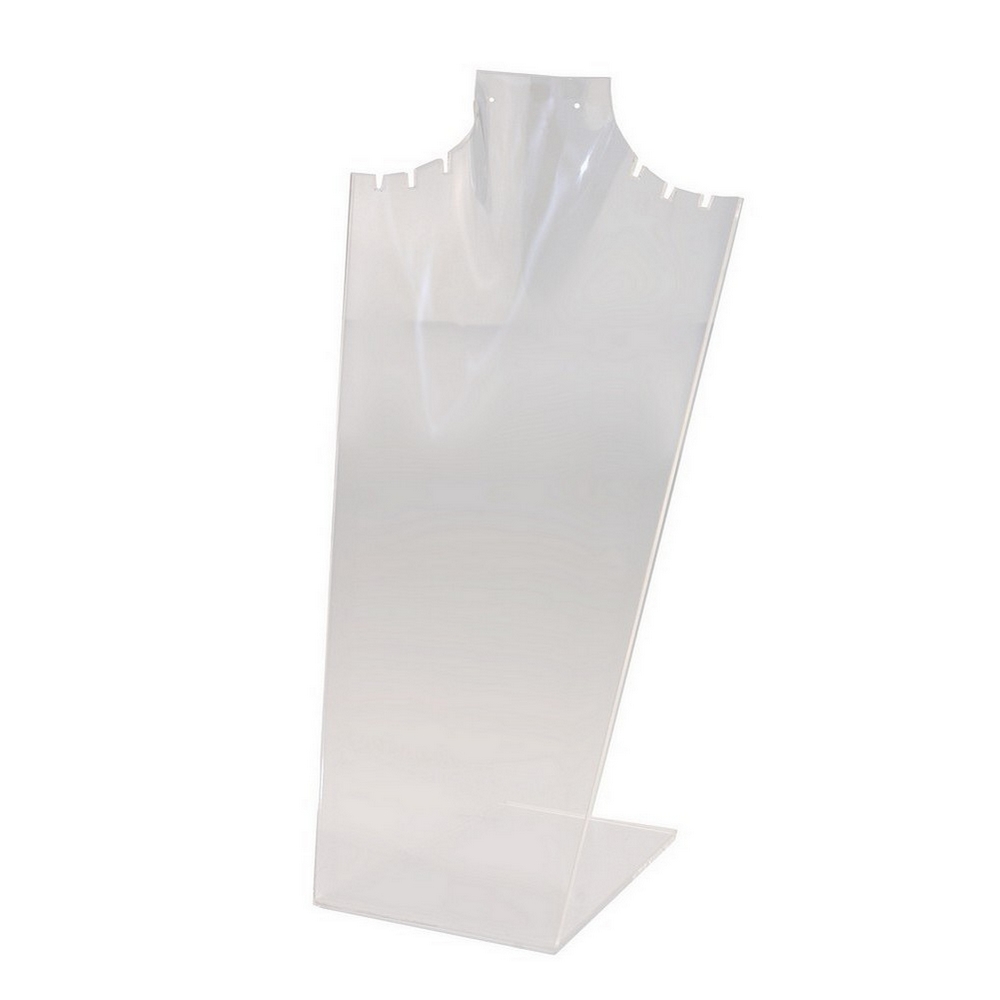 POS stand display acrylic neck 20 x 12 x 35cm with notches clear
