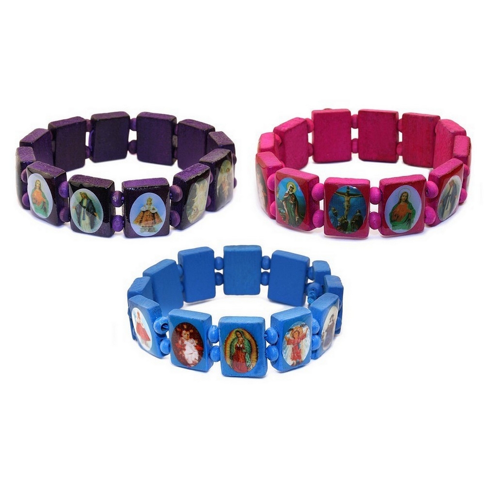 Bracelet wood jesus & saints Assorted Colours