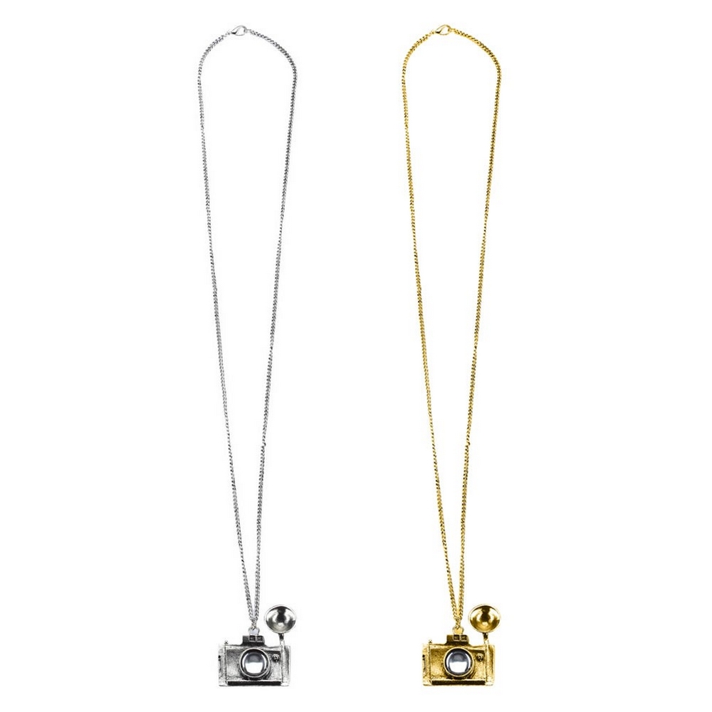 Necklace with a pendant glass chain with camera