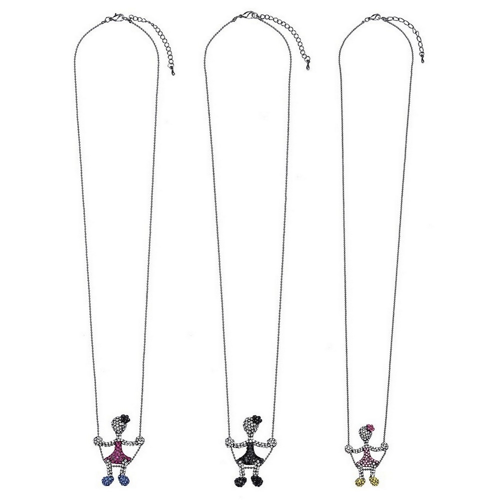 Necklace with a pendant crystal glass 60cm chain & sliding 45x30mm girl