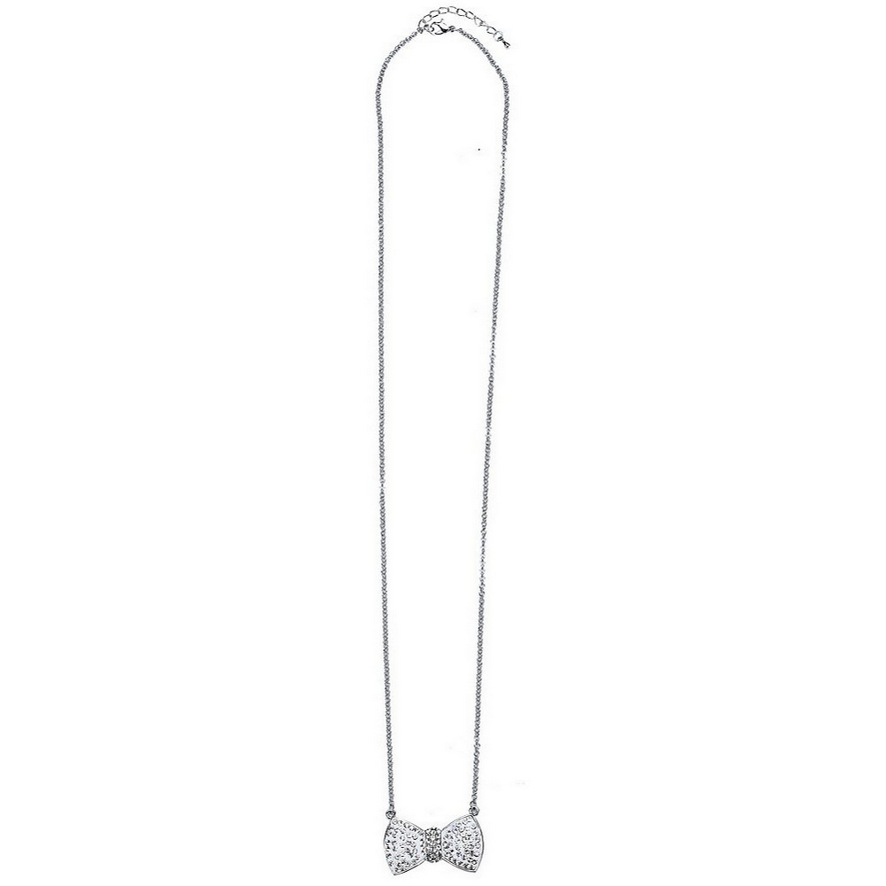 Necklace with a pendant crystal glass 70cm chain & 45x30mm bow