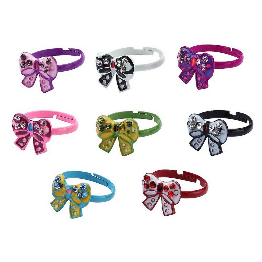 Ring crystal glass bow ribbon
