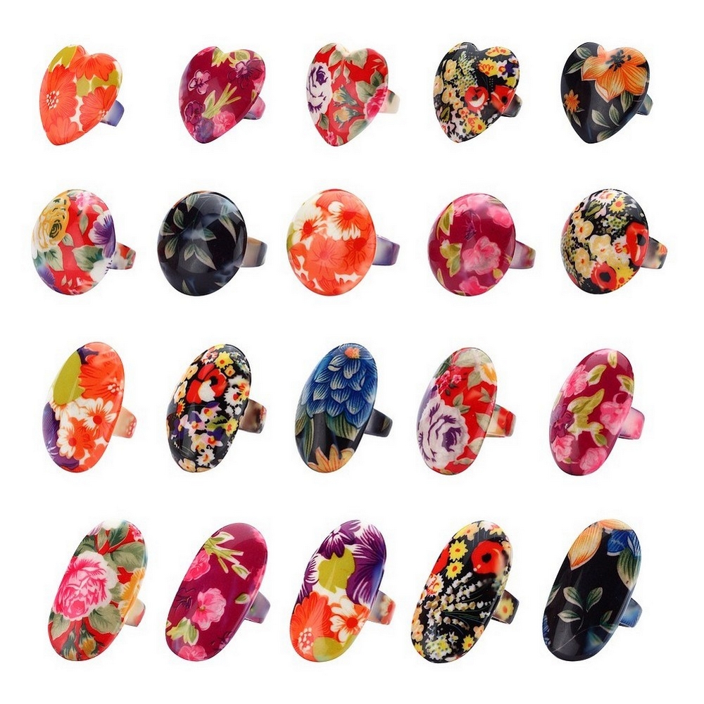 Ring resin floral 25mm