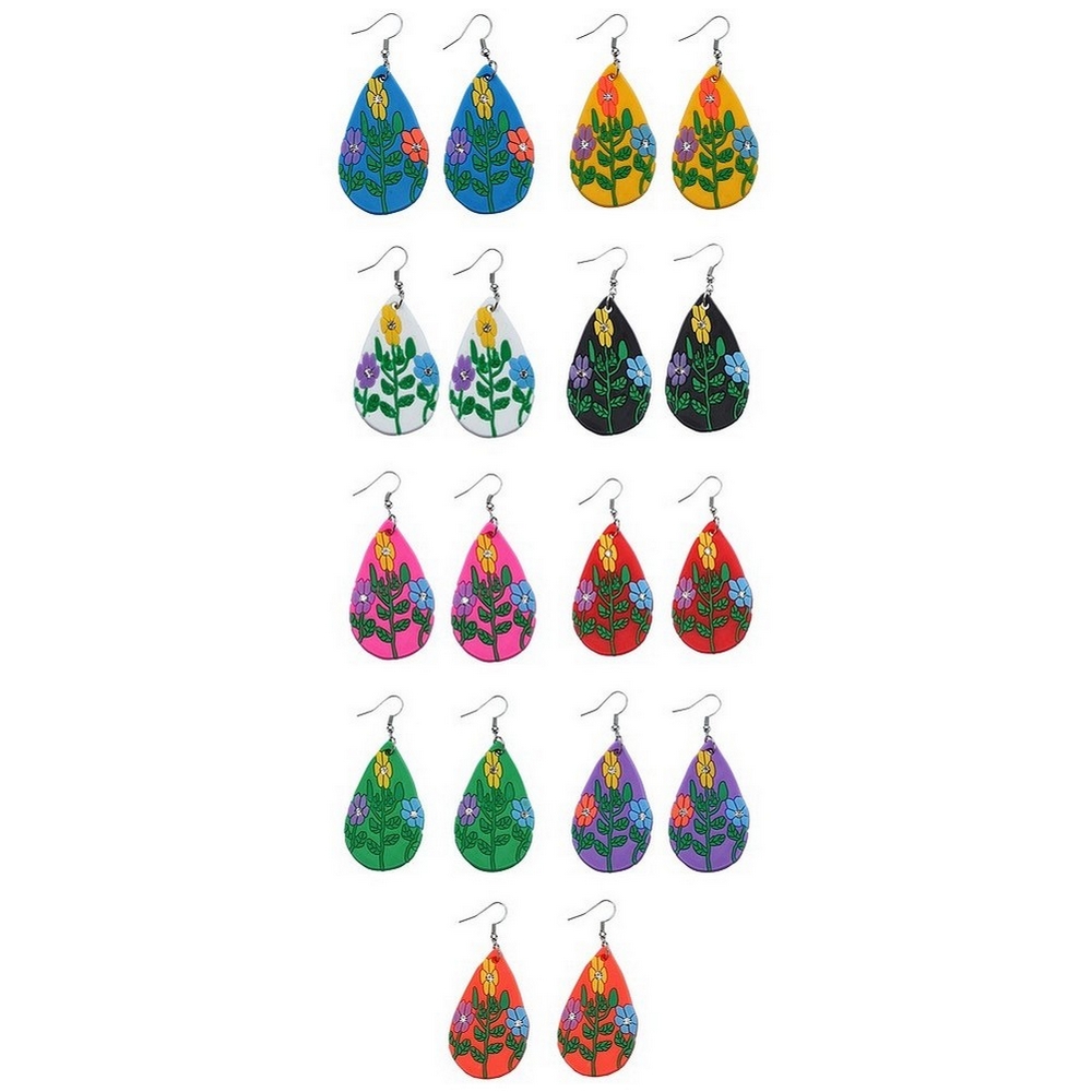 Drop earring neon tear drop flower
