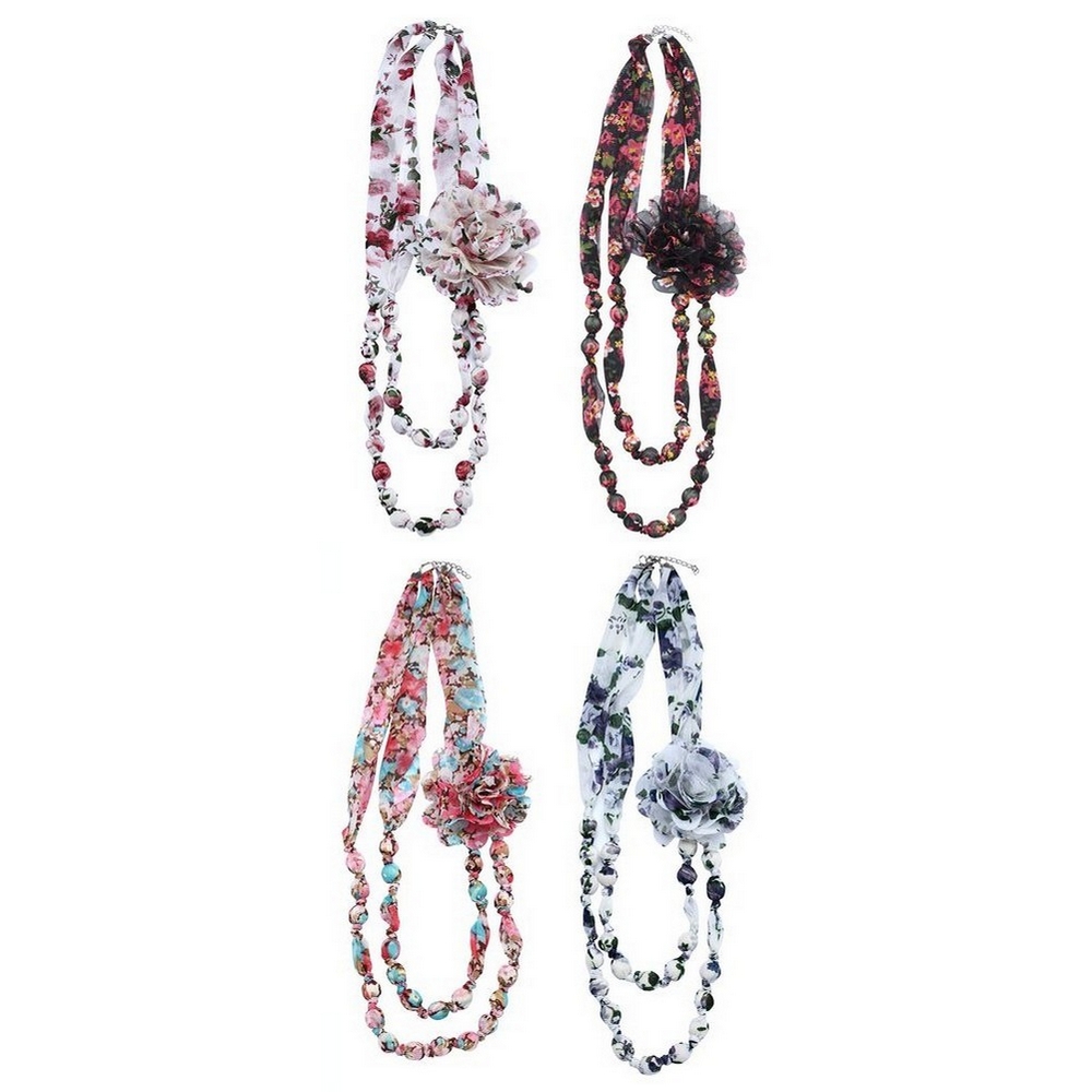 Bead string necklace chiffon beads with flower