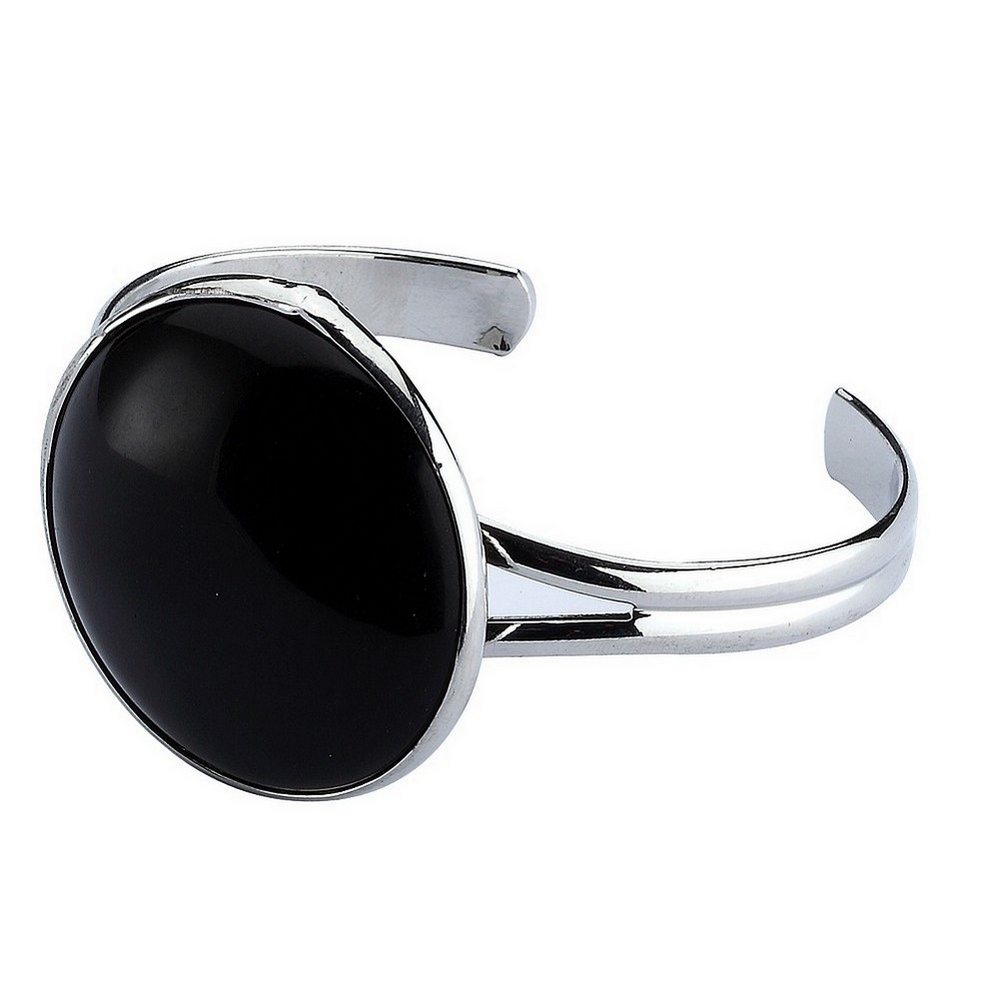 Bracelet stone striated agate 45mm circle black