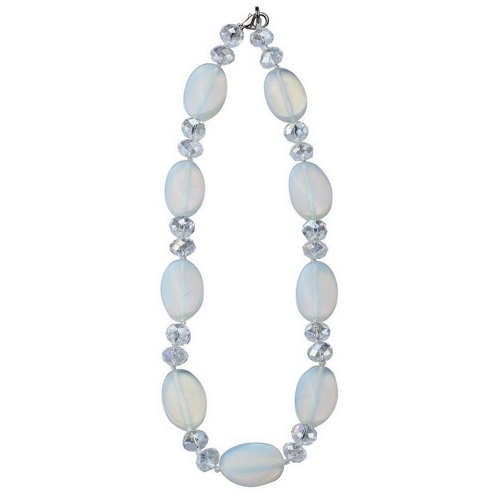 Bead string necklace glass opaque - moon beads 46cm + 5cm