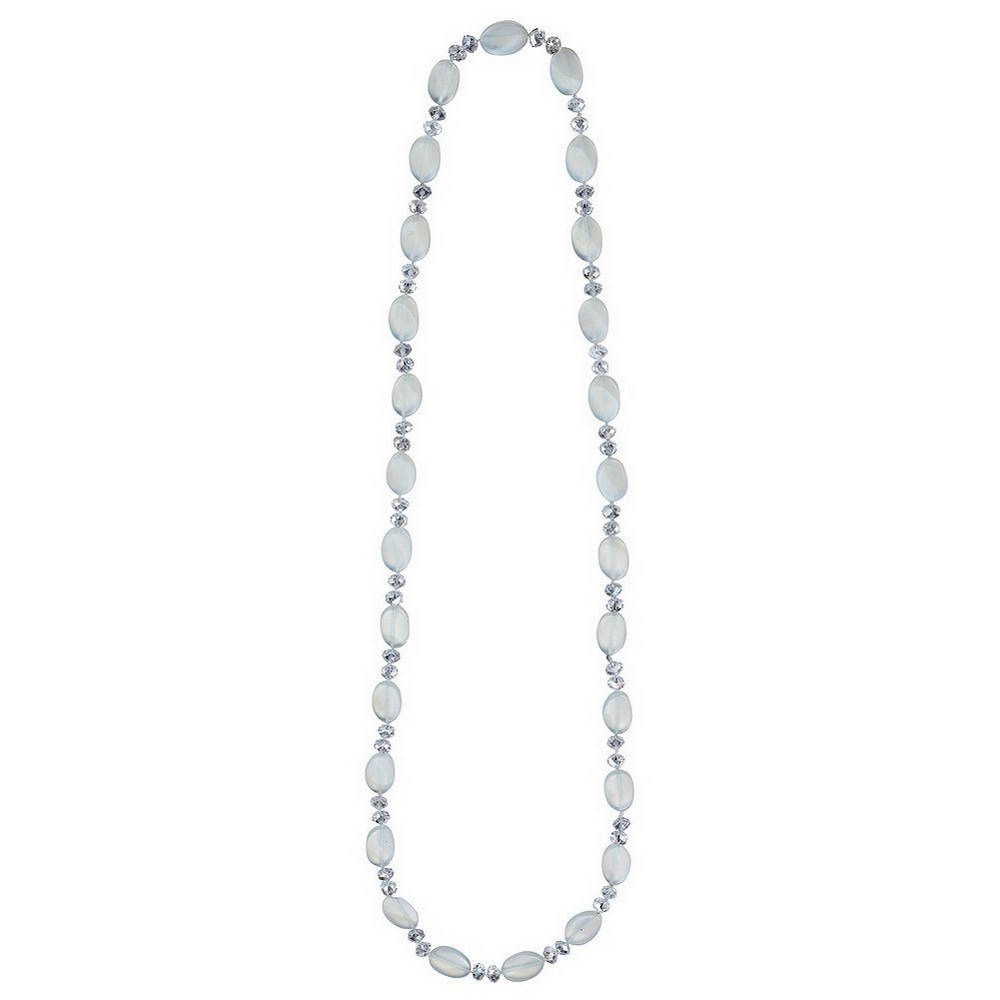 Bead string necklace glass opaque moon beads 120cm