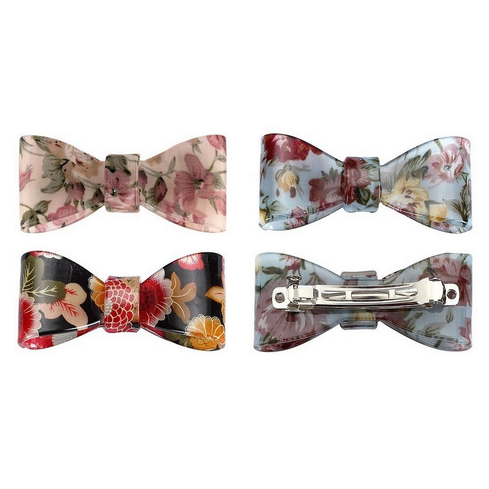 Hairwear acrylic floral bow clip multicoloured