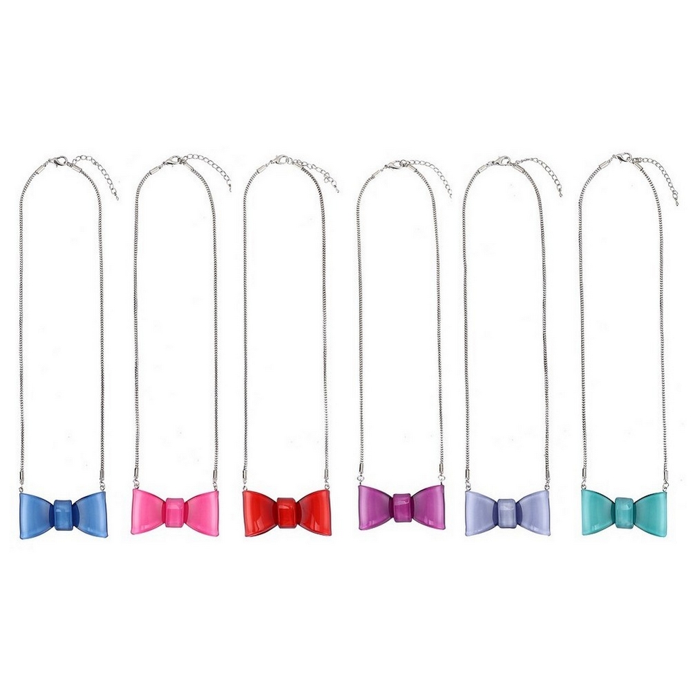 Necklace with a pendant acrylic bow with chain Multicoloured