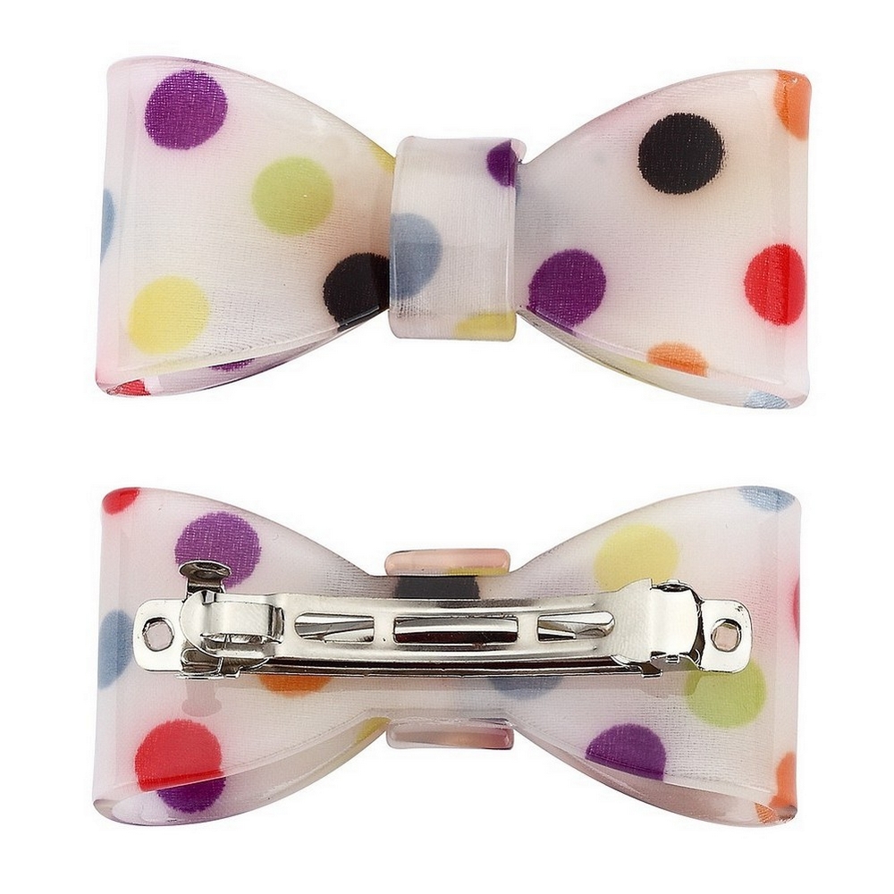 Hairwear acrylic polka - bow one touch clip