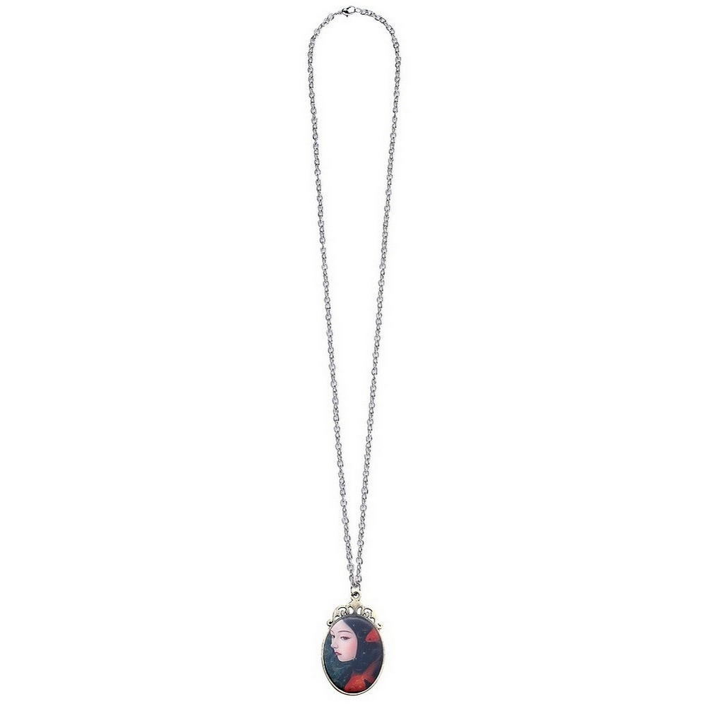 Necklace with a pendant gold plated meloncholy girl with goldfish detail 70cm