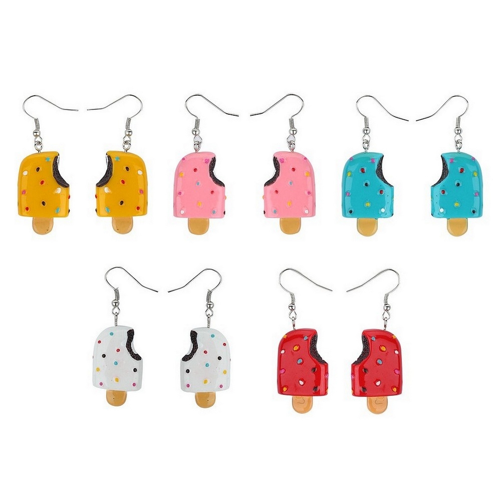 Drop earring resin ice lolly with sprinkle