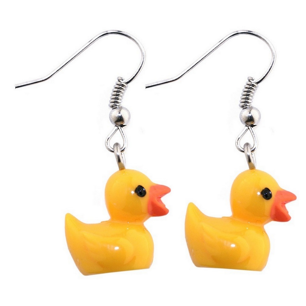 Drop earring resin duck yellow