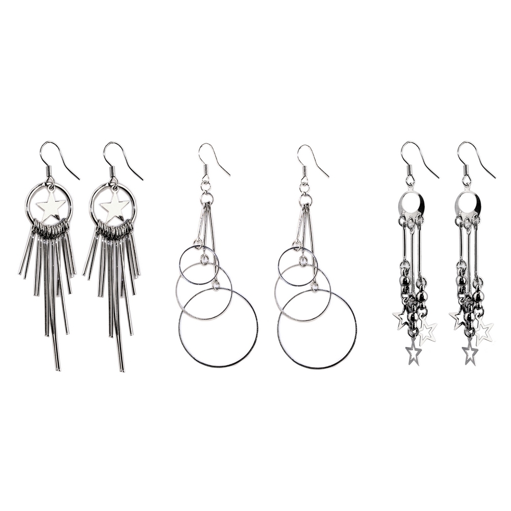 Drop earring stars & planets
