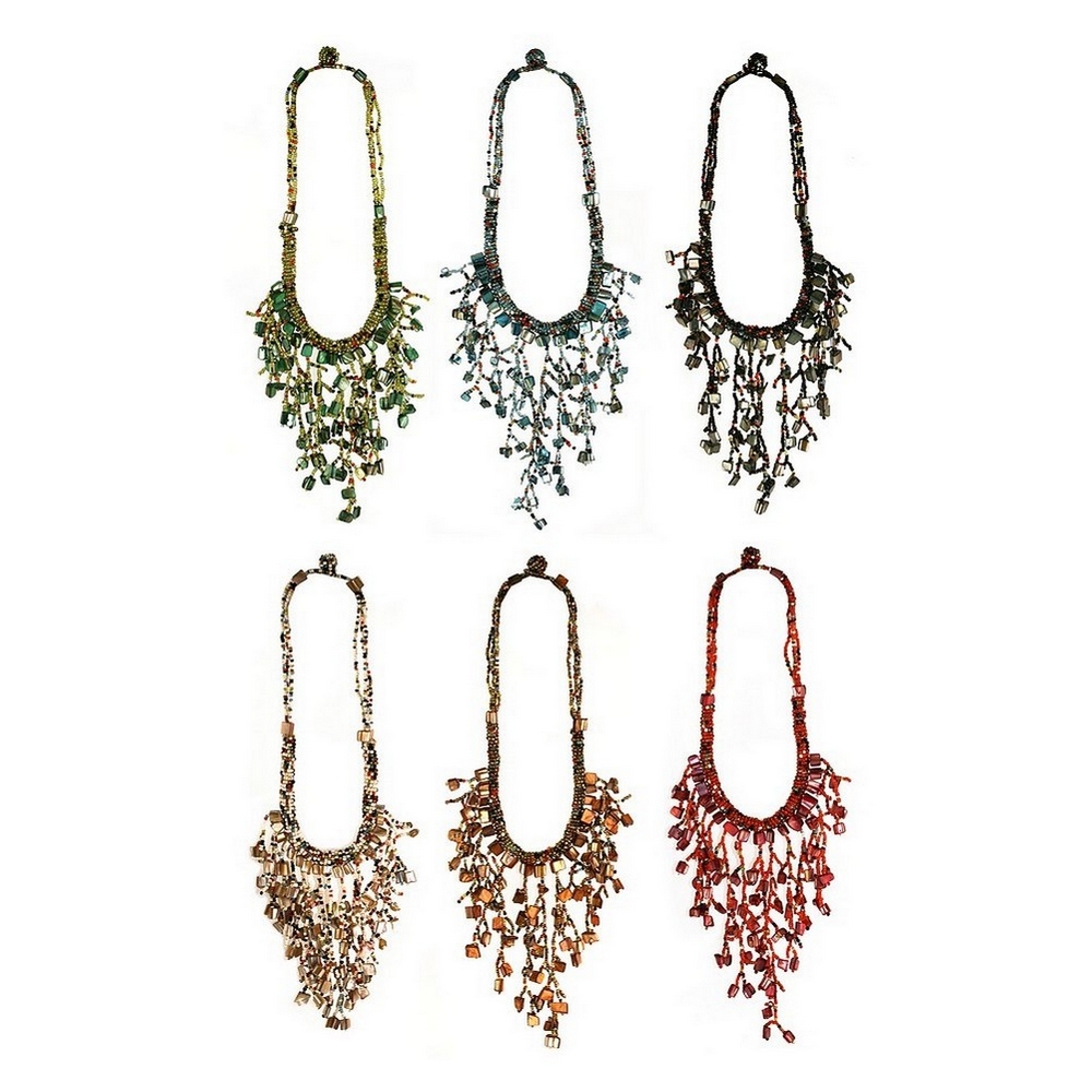 Bead string necklace glass bead graduated spread 48cm