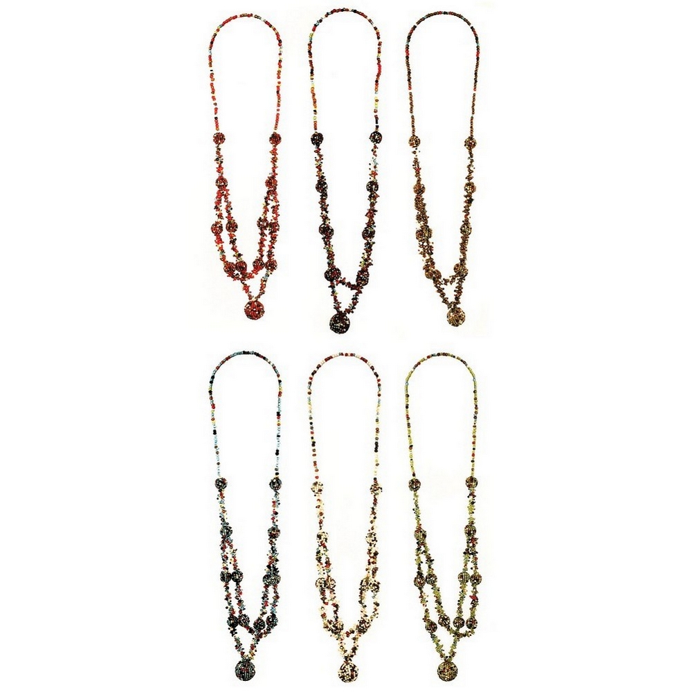 Bead string necklace glass bead looped with ball 85cm