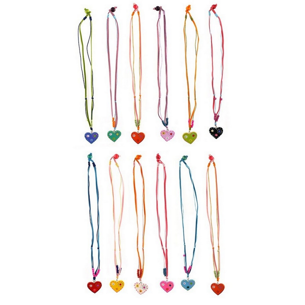 Necklace with a pendant wood & suede heart