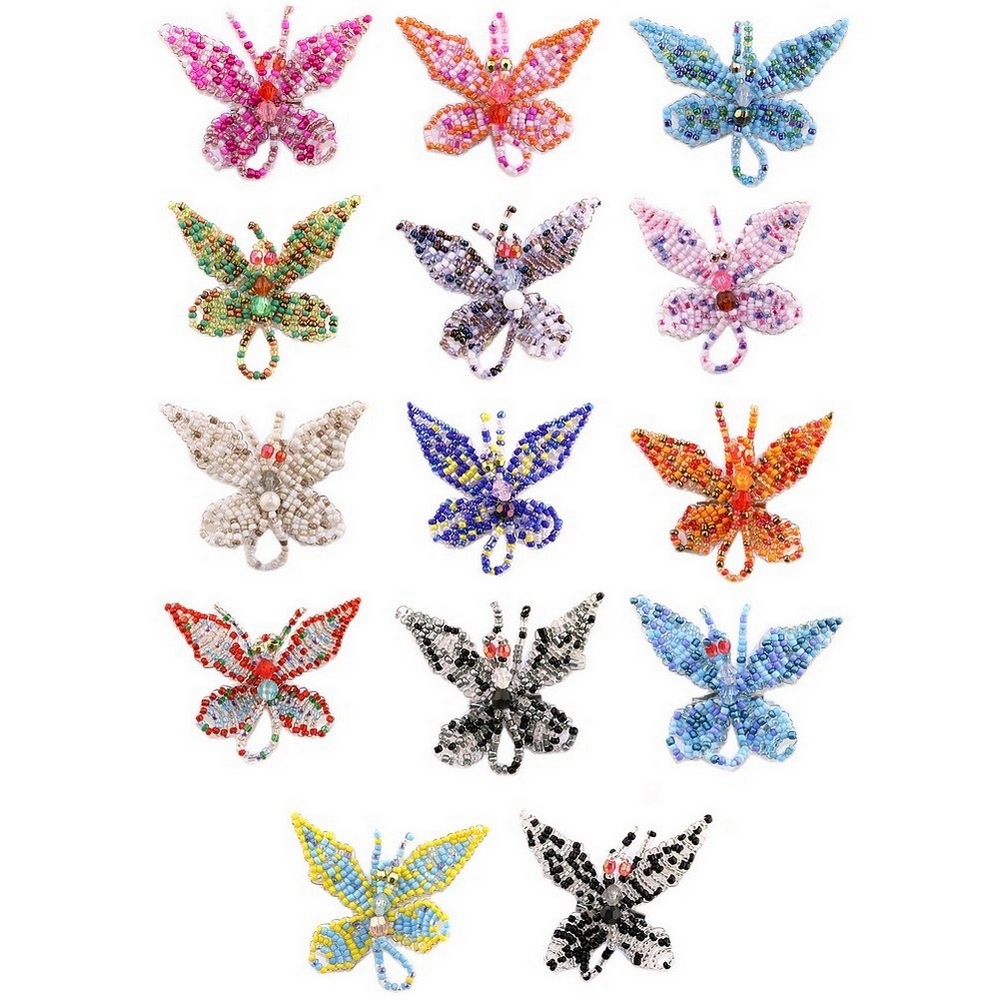 Brooch glass seed bead butterfly