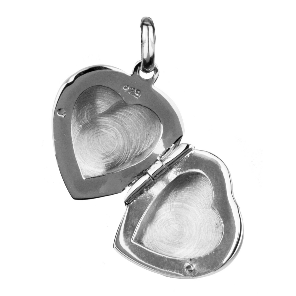 Pendant 925 silver heart locket engraved flowers 15mm (no chain) - Image 2