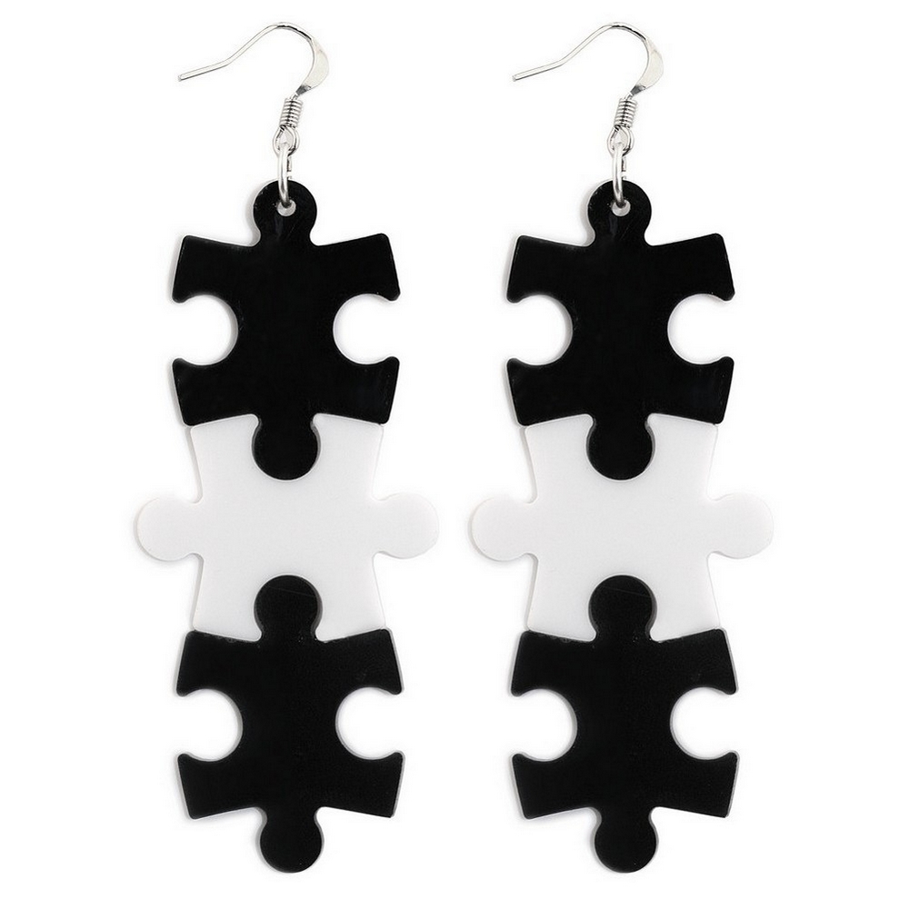 Drop earring acrylic 3 piece jigsaw