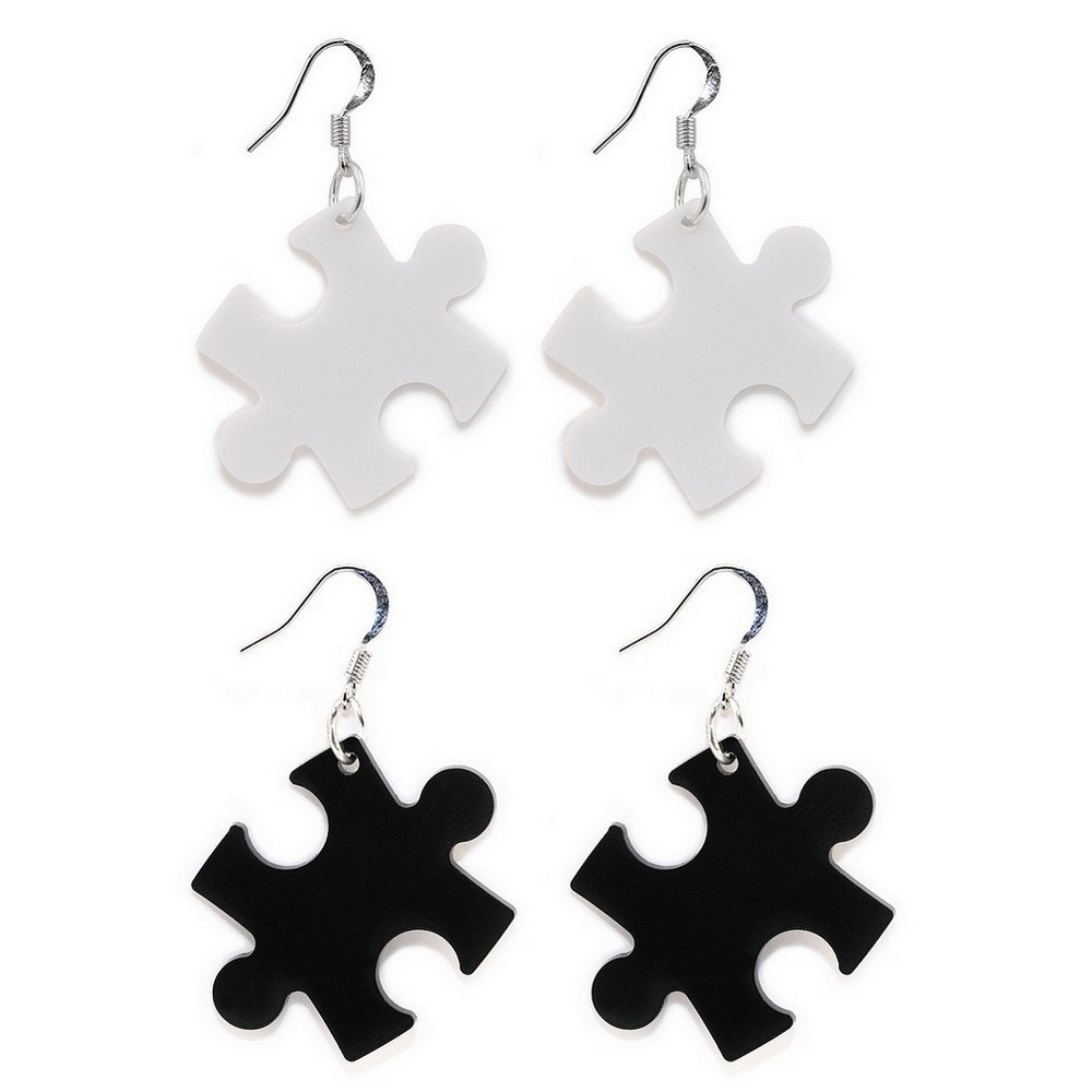 Drop earring acrylic jigsaw piece small