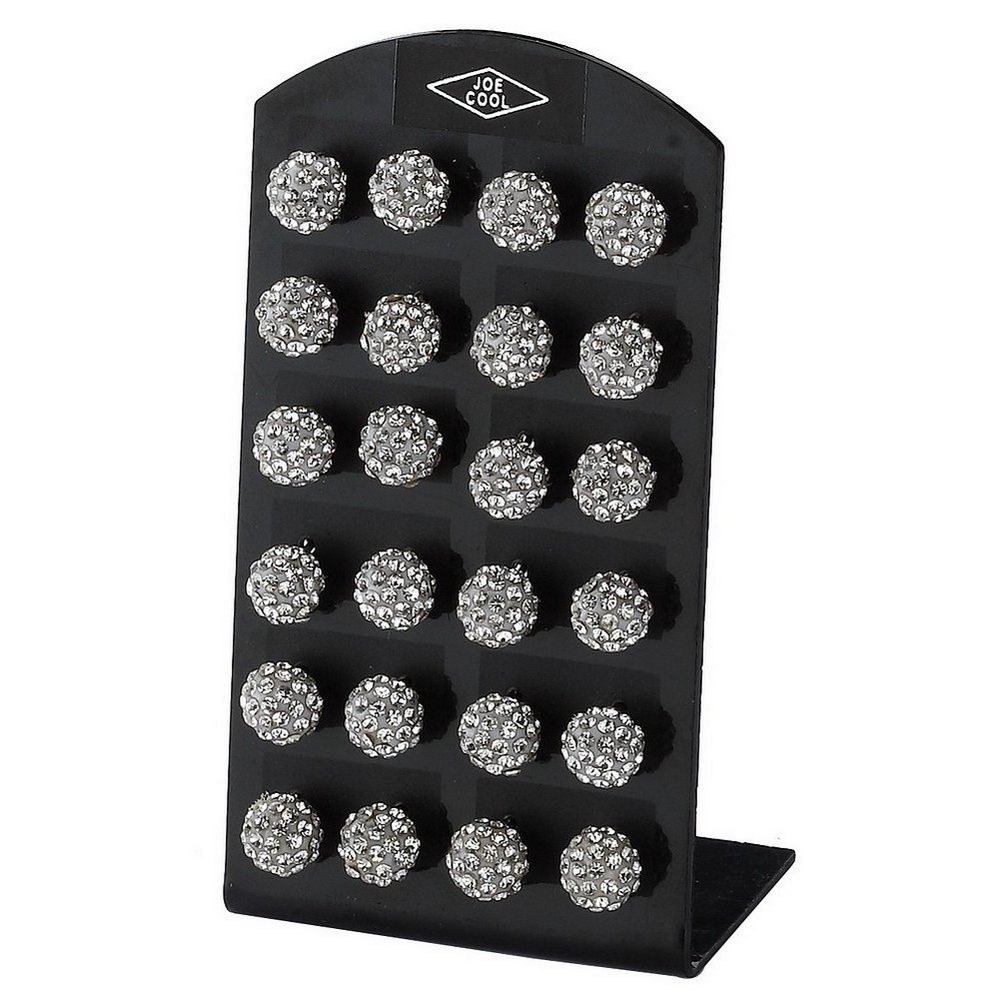 Stud earring resin & crystal glass pave set sphere clear