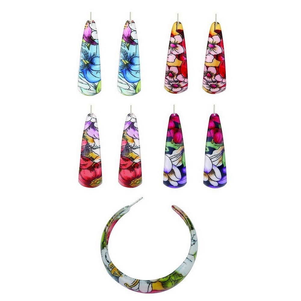 Hoop earring acrylic floral design