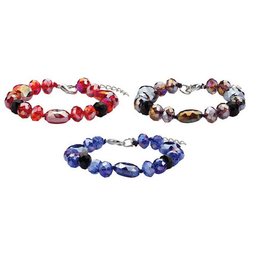Bracelet crystal glass oval and faceted beads