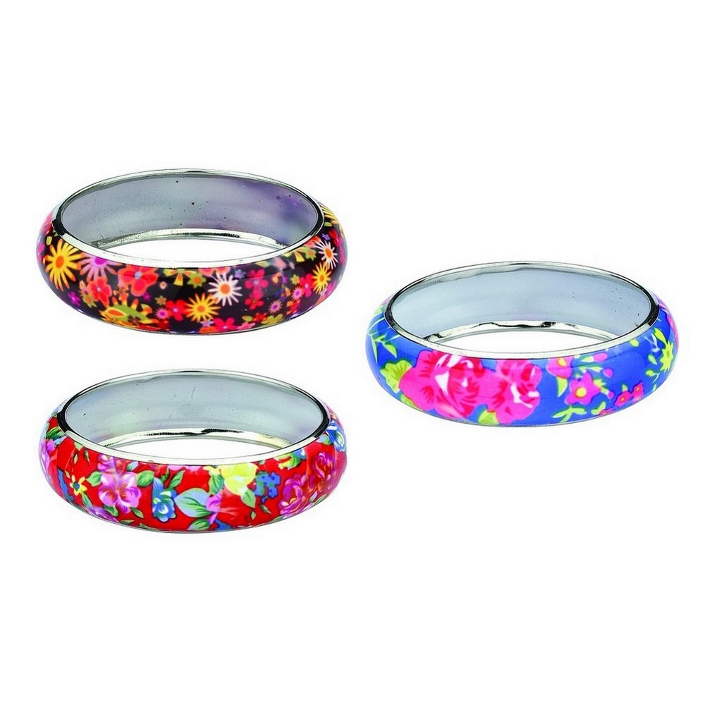 Bangle enamel with floral design 20mm