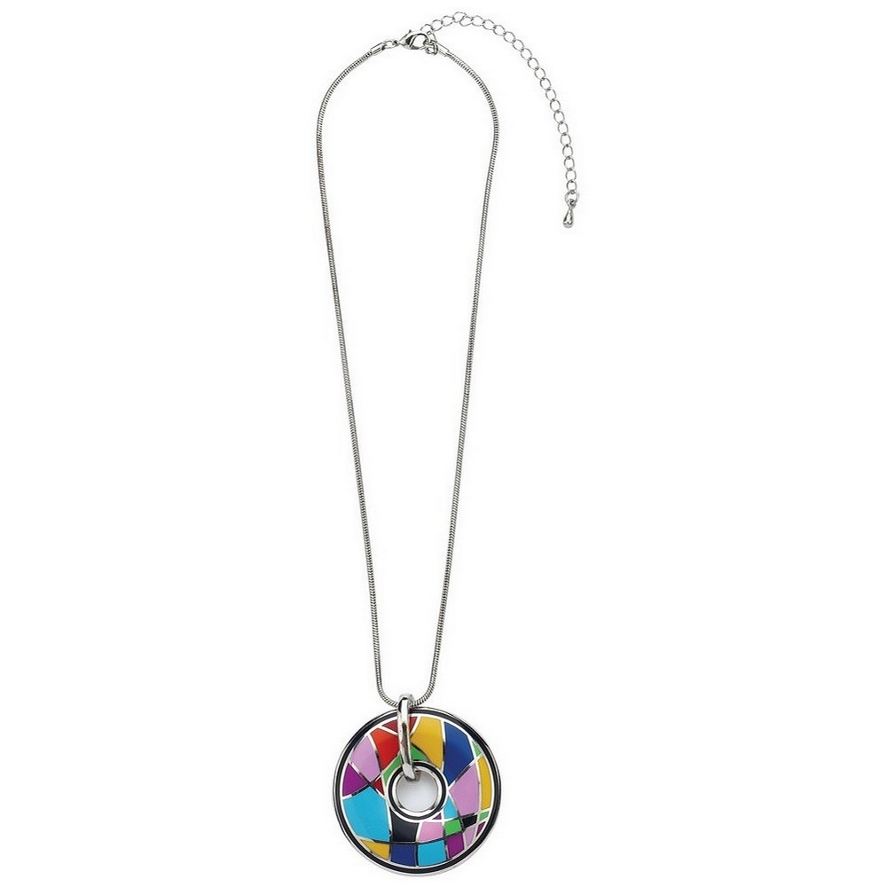 Necklace with a pendant enamel abstract crazed - disc