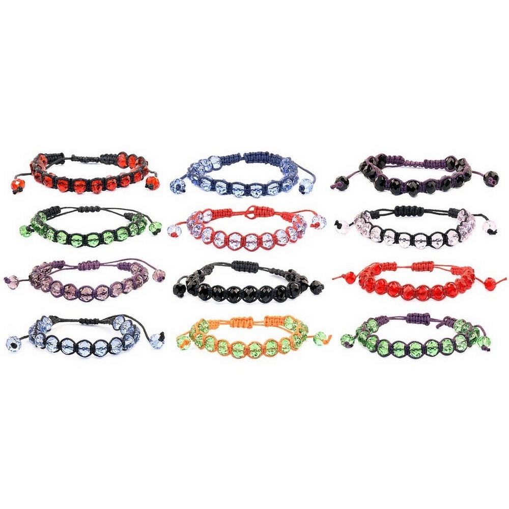 Bracelet crystal glass shamballa faceted round bead