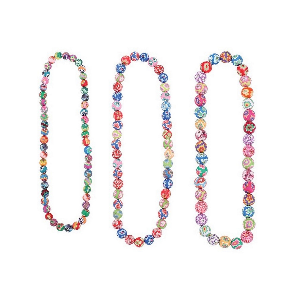 Bead string necklace resin floral beads elasticated