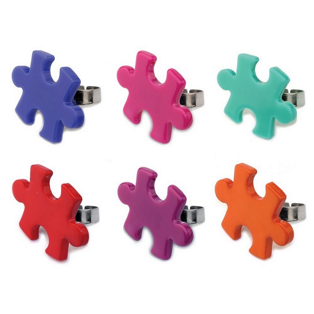 Ring acrylic jigsaw assorted colours
