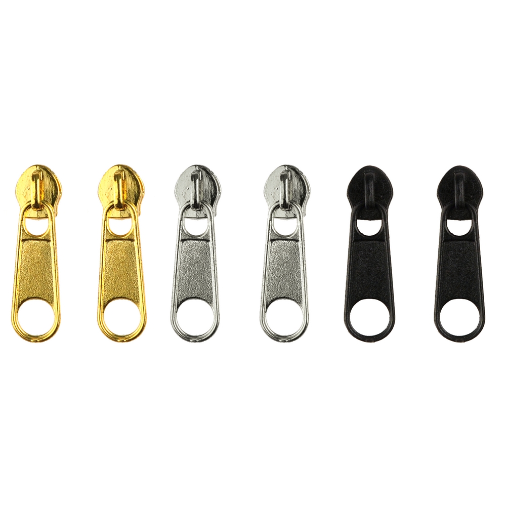 Stud earring zip black & gold & silver