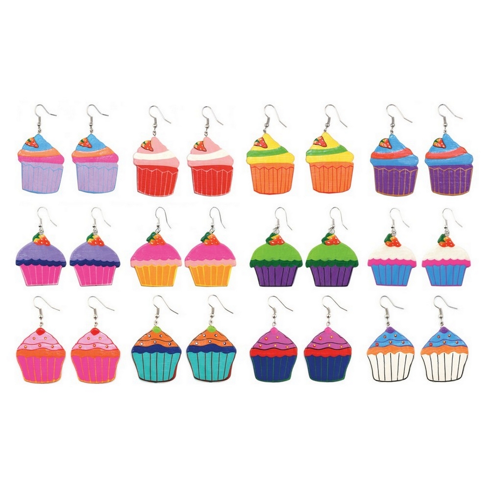 Drop earring wood cake assortment
