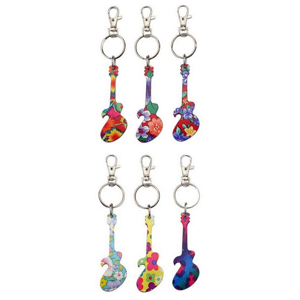 Keyring bottle opener guitar multicoloured