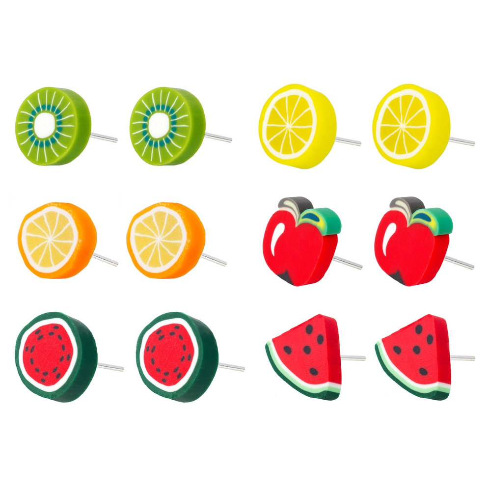 Stud earring resin tutti frutti slices assorted colours