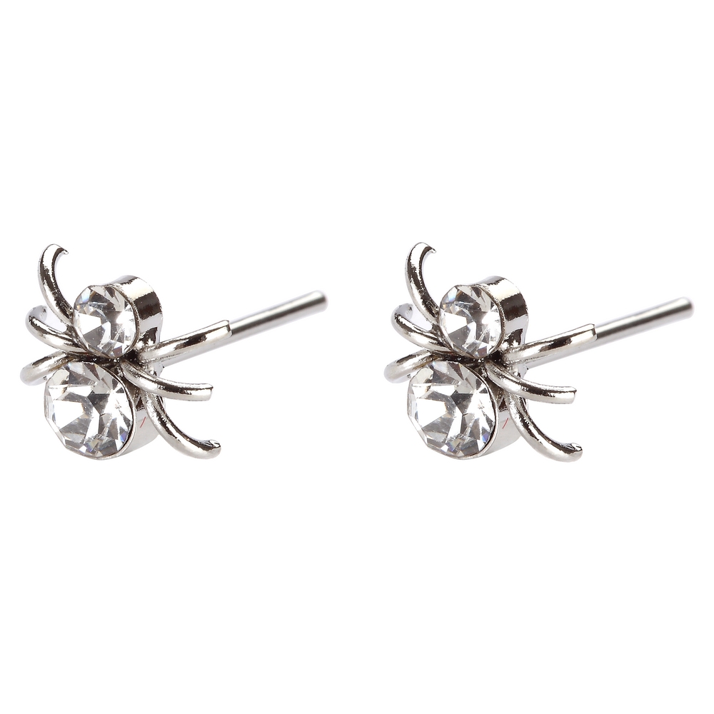 Stud earring crystal glass spiders clear