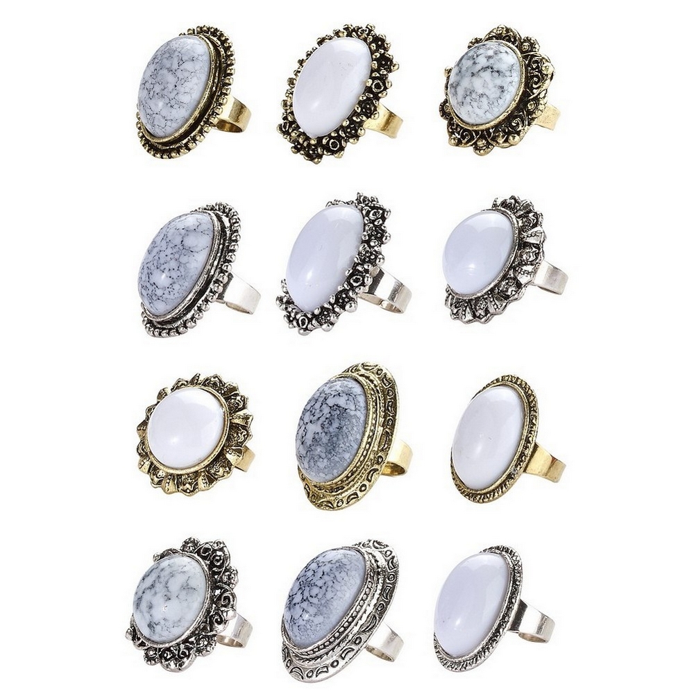 Ring resin plain & cracked inlay white