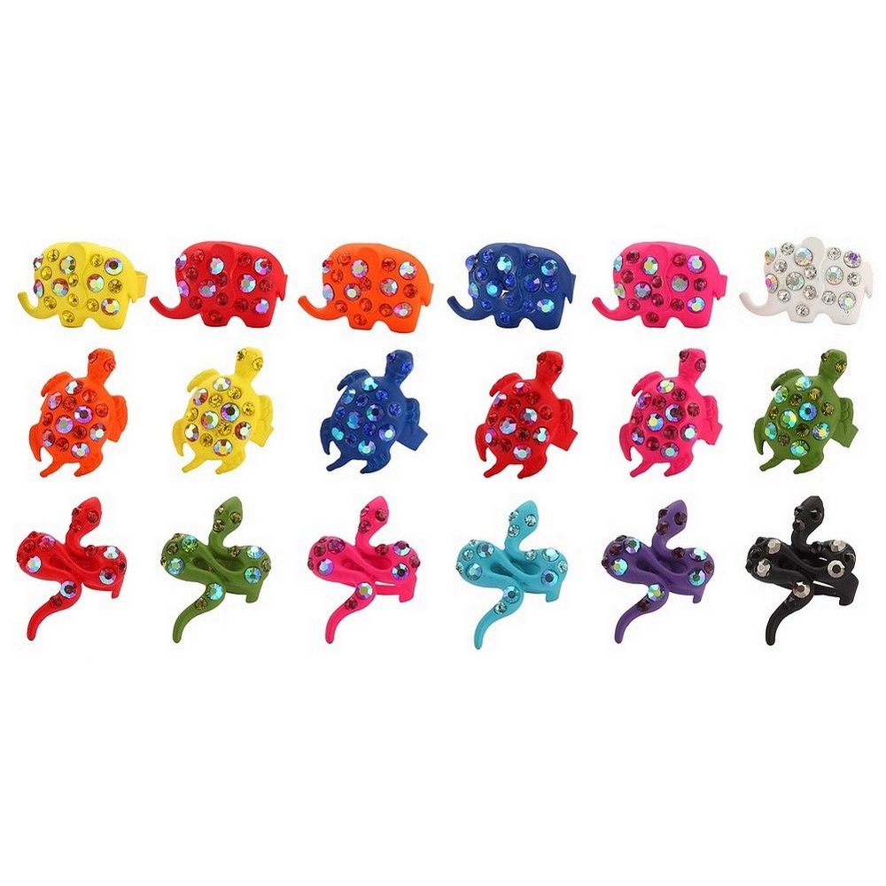 Ring crystal glass turtle snake & elephant